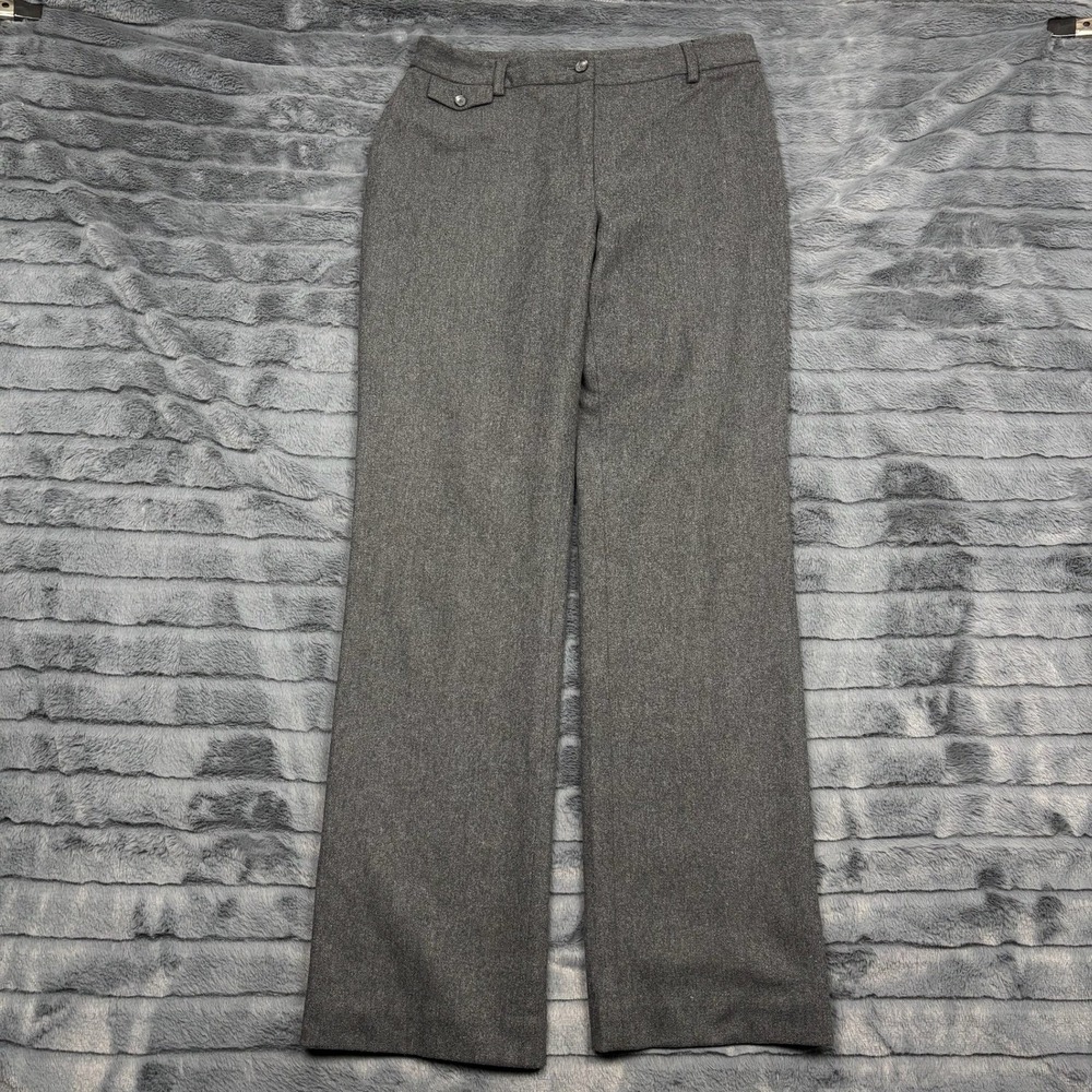 Ann Taylor Womens Gray Wool Blend Wide Leg Lined Trousers Dress Pants Size 6
